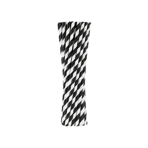 Трубочка паперова 19,7см 50 шт.d=6 мм ЧОРНО-БІЛА