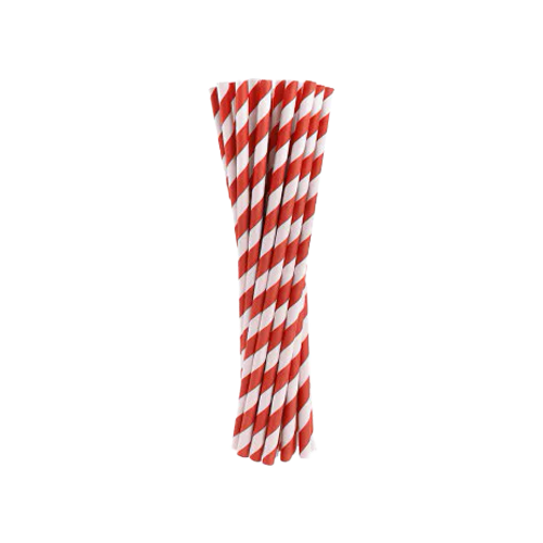 Трубочка паперова 19,7см 50 шт.d=6 мм ЧЕРВОНА